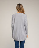 Jersey de punto oversize largo con estrellas de tela con strass cosidas (GRIS) - Tantra Spain