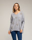 Jersey de punto oversize largo con estrellas de tela con strass cosidas (GRIS) - Tantra Spain