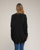 Jersey de punto oversize largo con estrellas de tela con strass cosidas (NEGRO) - Tantra Spain
