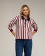 Jersey de punto tipo polo con rayas verticales y botones dorados. - Tantra Spain