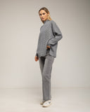 Jersey oversize con textura de rayas y cuadros. - Tantra Spain