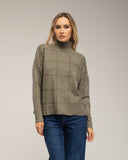 Jersey oversize de punto con cuello perkins y detalles de cuadros - Tantra Spain