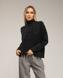 Jersey oversize de punto con cuello perkins y detalles de cuadros - Tantra Spain