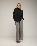 Jersey oversize de punto con cuello perkins y detalles de cuadros - Tantra Spain