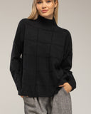 Jersey oversize de punto con cuello perkins y detalles de cuadros - Tantra Spain