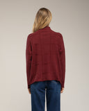 Jersey oversize de punto con cuello perkins y detalles de cuadros - Tantra Spain