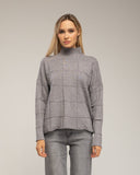 Jersey oversize de punto con cuello perkins y detalles de cuadros - Tantra Spain