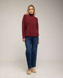 Jersey oversize de punto con cuello perkins y detalles de cuadros - Tantra Spain