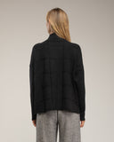 Jersey oversize de punto con cuello perkins y detalles de cuadros - Tantra Spain
