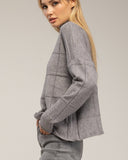 Jersey oversize de punto con cuello perkins y detalles de cuadros - Tantra Spain