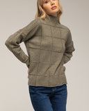 Jersey oversize de punto con cuello perkins y detalles de cuadros - Tantra Spain