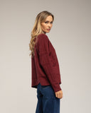 Jersey oversize de punto con cuello perkins y detalles de cuadros - Tantra Spain