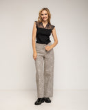 Pantalon de corte recto y tiro alto de animal print tipo denim - Tantra Spain