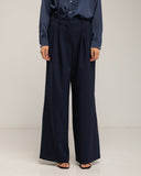 Pantalon de vestir corte recto con pinzas, amplio, y bolsiilos. - Tantra Spain