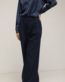 Pantalon de vestir corte recto con pinzas, amplio, y bolsiilos. - Tantra Spain