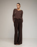 Pantalon de vestir corte recto con pinzas, amplio, y bolsiilos. - Tantra Spain