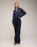Pantalon de vestir corte recto con pinzas, amplio, y bolsiilos. - Tantra Spain