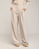 Pantalon de vestir corte recto con pinzas, amplio, y bolsiilos. - Tantra Spain