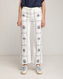 Pantalon denim corte recto con geométrico, caracoles y palmeras - Tantra Spain