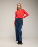 Pantalón denim de tiro alto tipo chino. - Tantra Spain