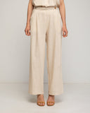 Pantalon recto con bolsillos laterales y cintura fruncida. - Tantra Spain