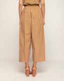 pantalon recto con bolsillos y cintura elastica (Camel) - Tantra Spain