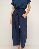pantalon recto con bolsillos y cintura elastica (Navy) - Tantra Spain