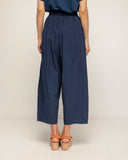 pantalon recto con bolsillos y cintura elastica (Navy) - Tantra Spain
