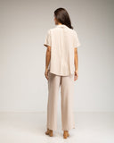 Set de camisa de manga corta y pantalon elástico con bolsillos (BEIGE) - Tantra Spain