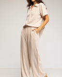 Set de camisa de manga corta y pantalon elástico con bolsillos (BEIGE) - Tantra Spain