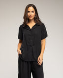 Set de camisa de manga corta y pantalon elástico con bolsillos (Negro) - Tantra Spain