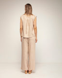 set de camisa pantalon cintura elastica textura de rayas (Beige) - Tantra Spain