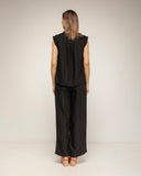 set de camisa pantalon cintura elastica textura de rayas (Black) - Tantra Spain