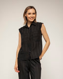 set de camisa pantalon cintura elastica textura de rayas (Black) - Tantra Spain