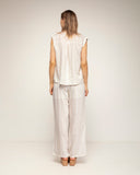 set de camisa pantalon cintura elastica textura de rayas (Ecru) - Tantra Spain