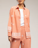 Set de Camisa y pantalon bordado, con cintuta elástica y bolsillos (SALMON) - Tantra Spain