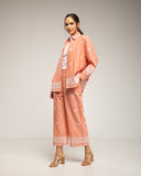 Set de Camisa y pantalon bordado, con cintuta elástica y bolsillos (SALMON) - Tantra Spain