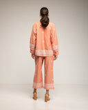 Set de Camisa y pantalon bordado, con cintuta elástica y bolsillos (SALMON) - Tantra Spain
