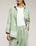 Set de Camisa y pantalon bordado, con cintuta elástica y bolsillos (VERDE) - Tantra Spain