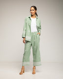 Set de Camisa y pantalon bordado, con cintuta elástica y bolsillos (VERDE) - Tantra Spain