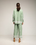 Set de Camisa y pantalon bordado, con cintuta elástica y bolsillos (VERDE) - Tantra Spain