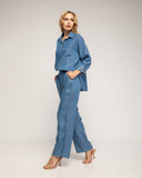 Set de pantalón de tencel con cintura elástica en la parte de atrás y camisa con bolsillo - Tantra Spain