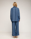 Set de pantalón de tencel con cintura elástica en la parte de atrás y camisa con bolsillo - Tantra Spain