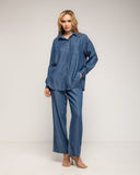 Set de pantalón de tencel con cintura elástica en la parte de atrás y camisa con bolsillo - Tantra Spain