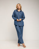 Set de pantalón de tencel con cintura elástica en la parte de atrás y camisa con bolsillo - Tantra Spain