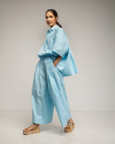 Set de pantalon y camisa oversize, con cintura elastica y pliegue en la espalda y bolsillo - Tantra Spain