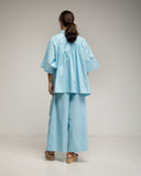 Set de pantalon y camisa oversize, con cintura elastica y pliegue en la espalda y bolsillo - Tantra Spain