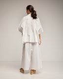 Set de pantalon y camisa oversize, con cintura elastica y pliegue en la espalda y bolsillo (BLANCO) - Tantra Spain