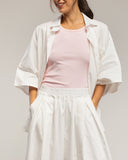 Set de pantalon y camisa oversize, con cintura elastica y pliegue en la espalda y bolsillo (BLANCO) - Tantra Spain