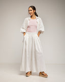 Set de pantalon y camisa oversize, con cintura elastica y pliegue en la espalda y bolsillo (BLANCO) - Tantra Spain
